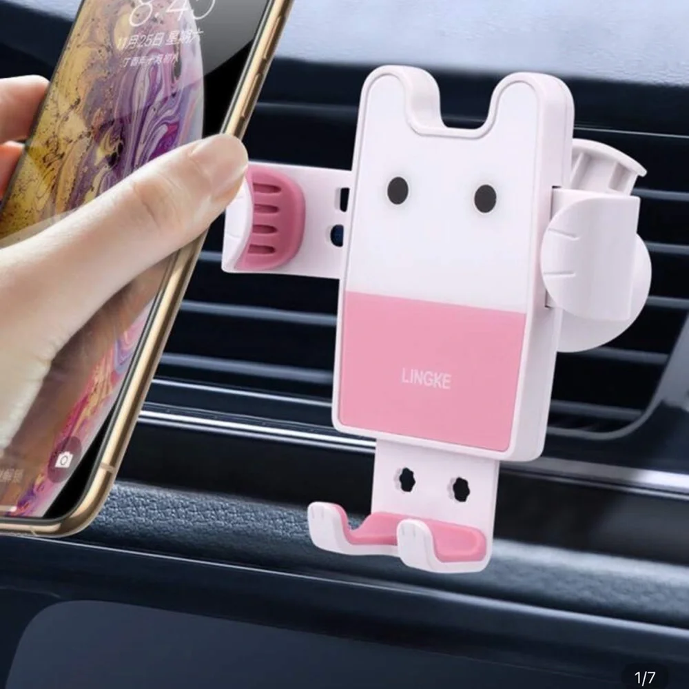Pink and White Phone Holder by LINGKE